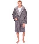 MICHAEL PAUL MEN'S HOODED SNUGGLE DRESSING GOWN GREY