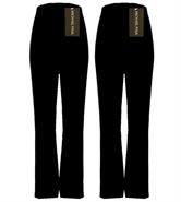 MICHAEL PAUL LADIES PACK OF 2 FINELY RIBBED BOOTLEG STRETCH BLACK TROUSERS 