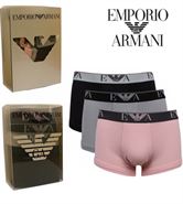 3 MENS EMPORIO ARMANI BOXERSHORTS / TRUNKS BLACK/GREY/PINK