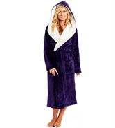 KATE MORGAN Ladies Shimmer Dressing Gown Purple / Cream