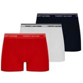 TOMMY HILFIGER 3 PACK COTTON/ELASTANE BOXER TRUNKS  TangoRed (Navy/Red/White)