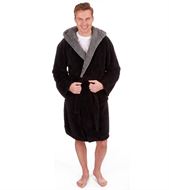 MICHAEL PAUL MEN'S HOODED SNUGGLE DRESSING GOWN BLACK