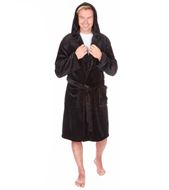 MICHAEL PAUL MEN'S HOODED PLAIN DRESSING GOWN BLACK