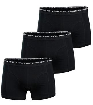  BJORN BORG MENS 3 PACK BOXERS / TRUNKS  Black/Black/Black