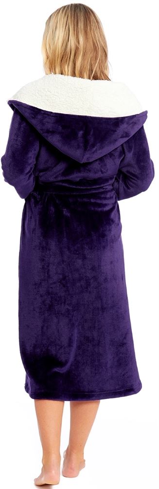 KATE MORGAN Ladies Shimmer Dressing Gown Purple Cream